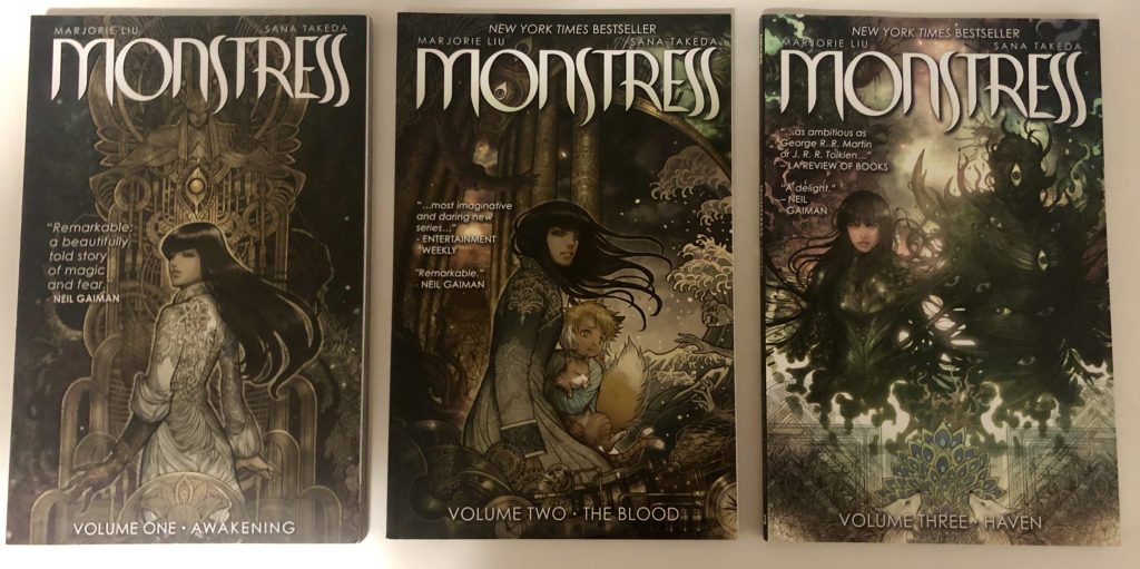 Covers from Monstress Vol 1, 2 and 3 (Writer: Marjorie Liu / Artist: Sana Takeda)
